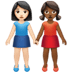 👩🏻‍🤝‍👩🏾 women holding hands: light skin tone, medium-dark skin tone display on Apple